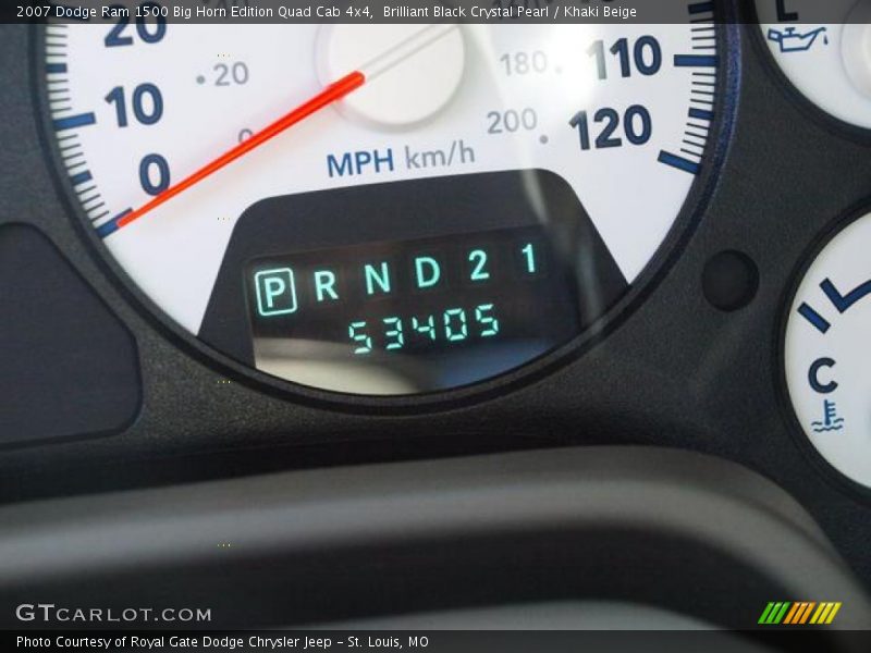 Brilliant Black Crystal Pearl / Khaki Beige 2007 Dodge Ram 1500 Big Horn Edition Quad Cab 4x4