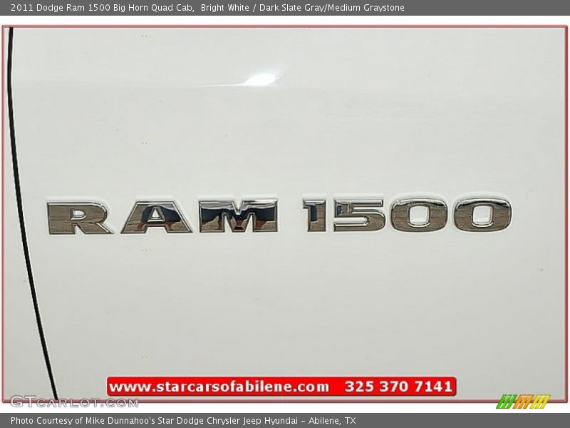 Bright White / Dark Slate Gray/Medium Graystone 2011 Dodge Ram 1500 Big Horn Quad Cab