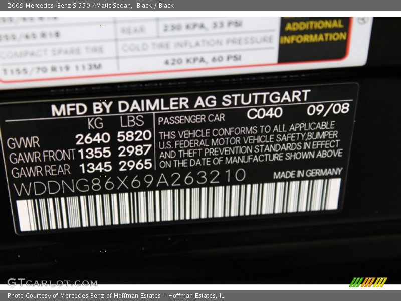Black / Black 2009 Mercedes-Benz S 550 4Matic Sedan