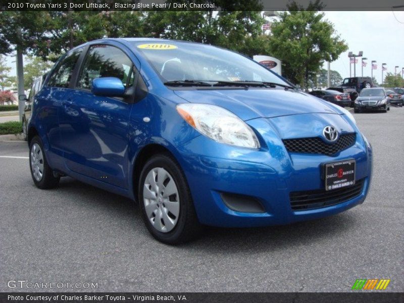 Blazing Blue Pearl / Dark Charcoal 2010 Toyota Yaris 3 Door Liftback