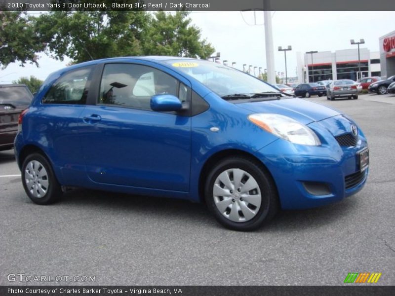 Blazing Blue Pearl / Dark Charcoal 2010 Toyota Yaris 3 Door Liftback