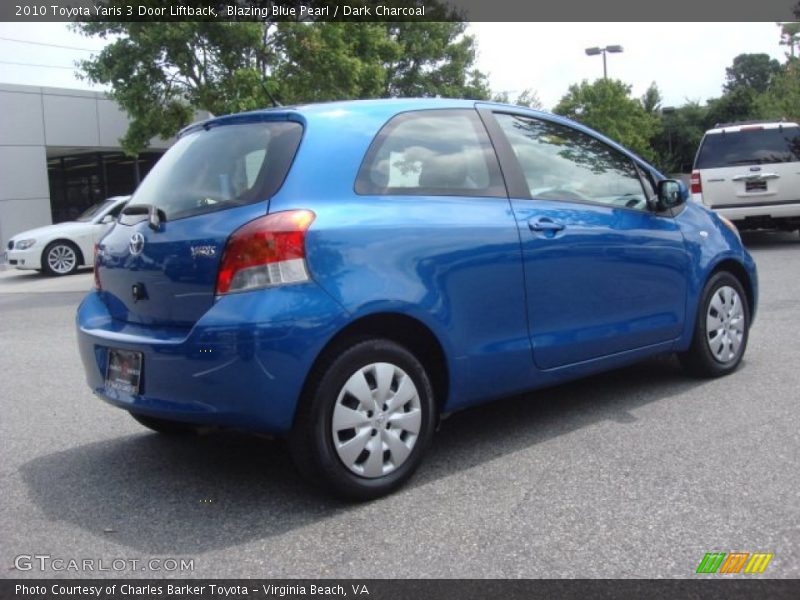 Blazing Blue Pearl / Dark Charcoal 2010 Toyota Yaris 3 Door Liftback