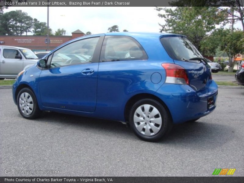 Blazing Blue Pearl / Dark Charcoal 2010 Toyota Yaris 3 Door Liftback