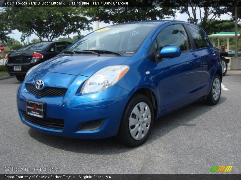 Blazing Blue Pearl / Dark Charcoal 2010 Toyota Yaris 3 Door Liftback