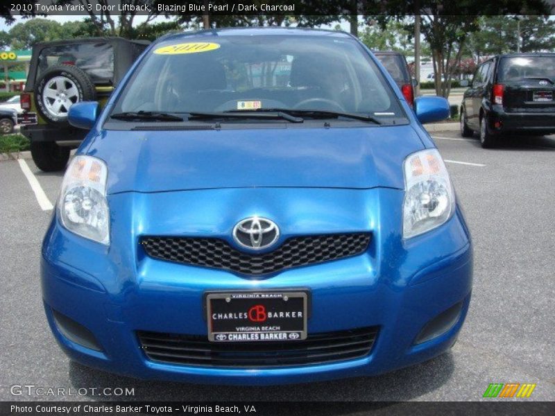 Blazing Blue Pearl / Dark Charcoal 2010 Toyota Yaris 3 Door Liftback