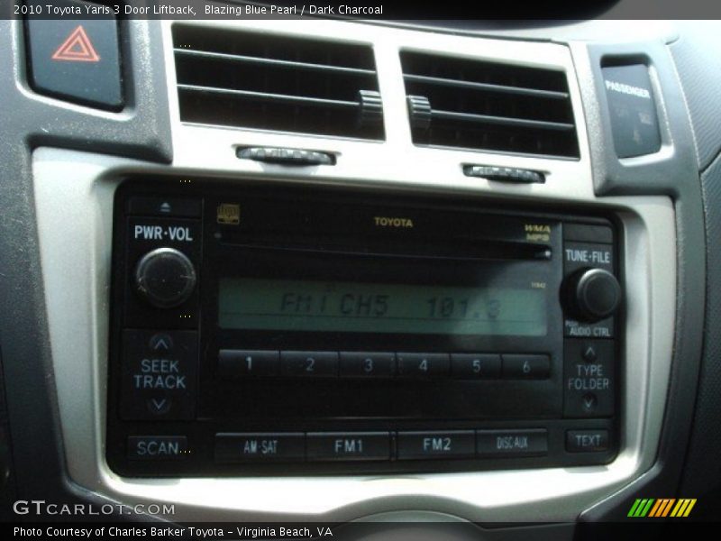 Blazing Blue Pearl / Dark Charcoal 2010 Toyota Yaris 3 Door Liftback