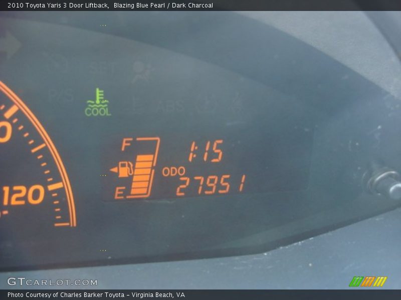 Blazing Blue Pearl / Dark Charcoal 2010 Toyota Yaris 3 Door Liftback