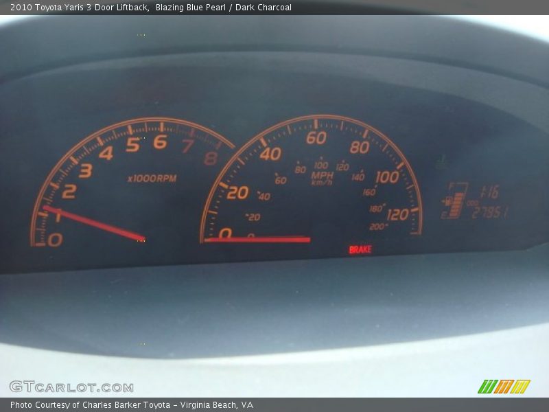 Blazing Blue Pearl / Dark Charcoal 2010 Toyota Yaris 3 Door Liftback