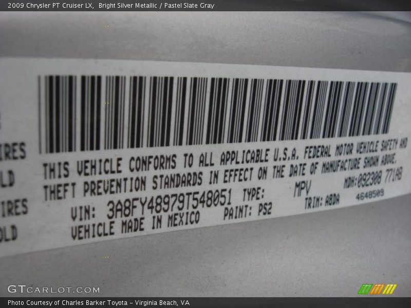 Bright Silver Metallic / Pastel Slate Gray 2009 Chrysler PT Cruiser LX