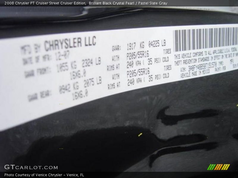 Brilliant Black Crystal Pearl / Pastel Slate Gray 2008 Chrysler PT Cruiser Street Cruiser Edition