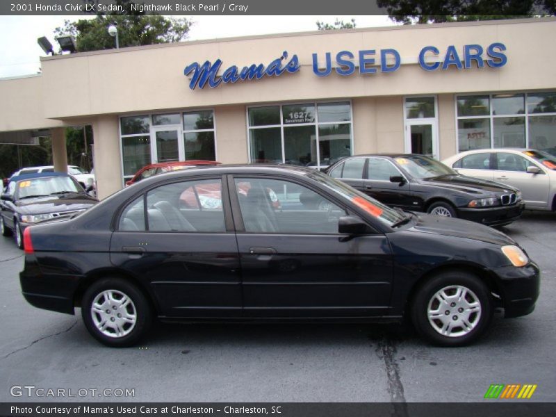 Nighthawk Black Pearl / Gray 2001 Honda Civic LX Sedan