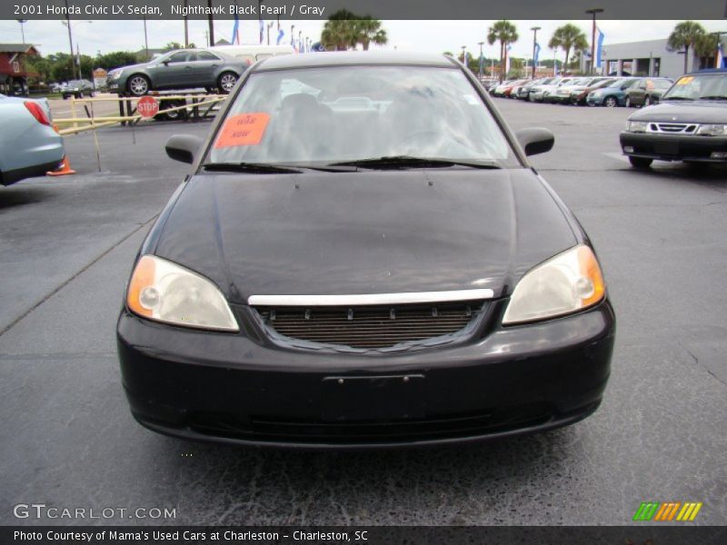 Nighthawk Black Pearl / Gray 2001 Honda Civic LX Sedan