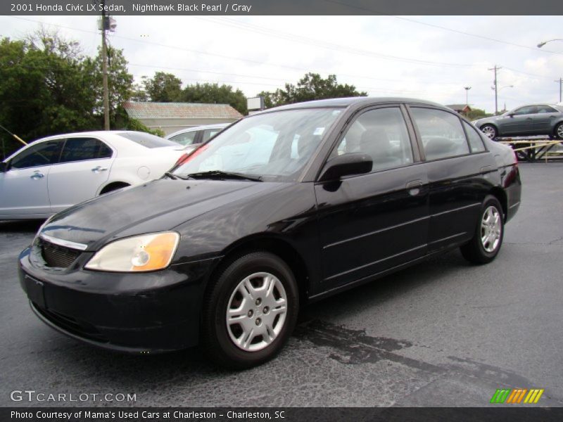 Nighthawk Black Pearl / Gray 2001 Honda Civic LX Sedan