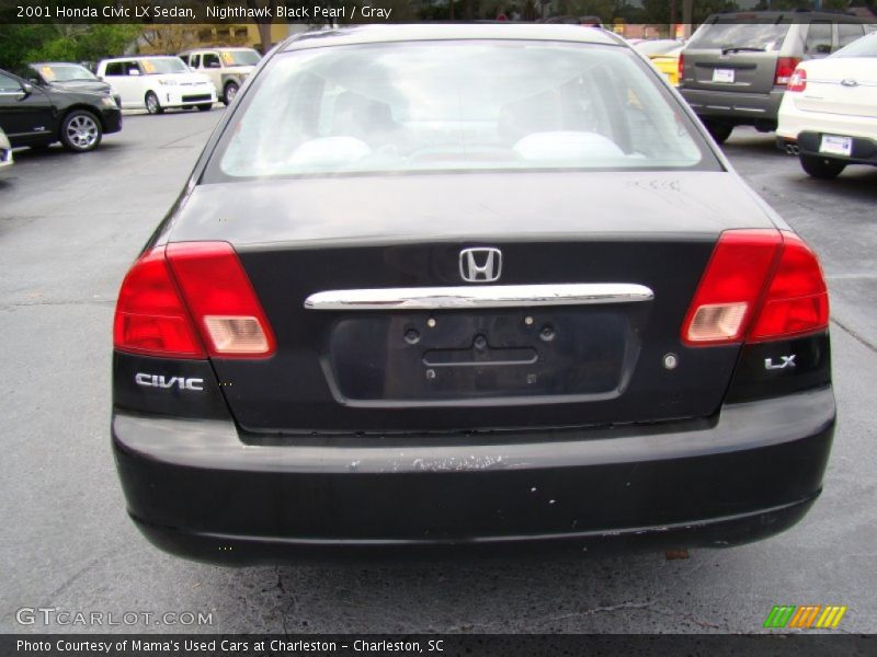 Nighthawk Black Pearl / Gray 2001 Honda Civic LX Sedan