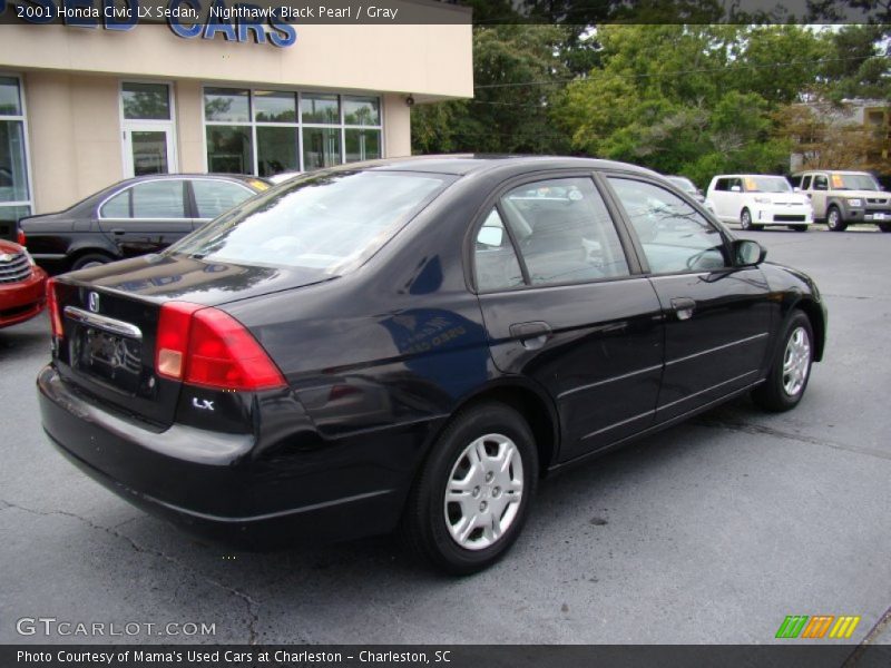 Nighthawk Black Pearl / Gray 2001 Honda Civic LX Sedan