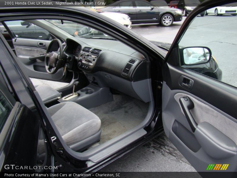 Nighthawk Black Pearl / Gray 2001 Honda Civic LX Sedan