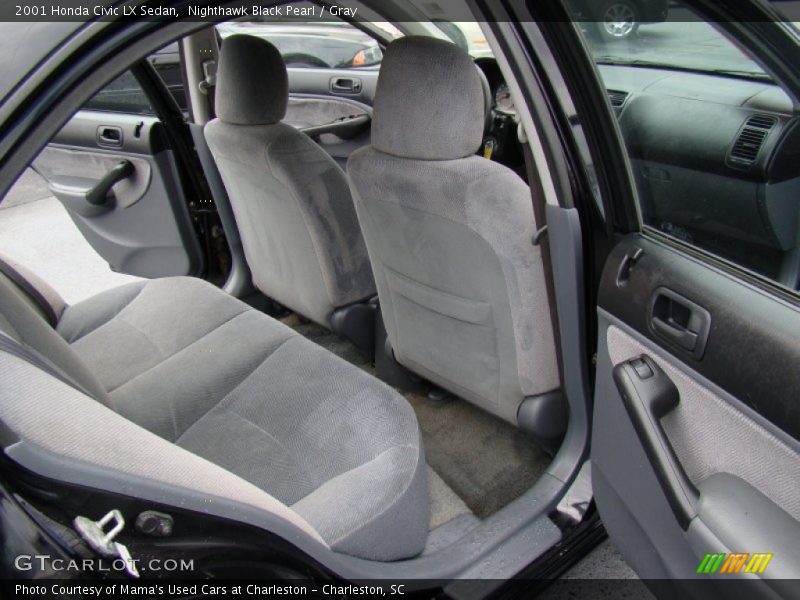 Nighthawk Black Pearl / Gray 2001 Honda Civic LX Sedan