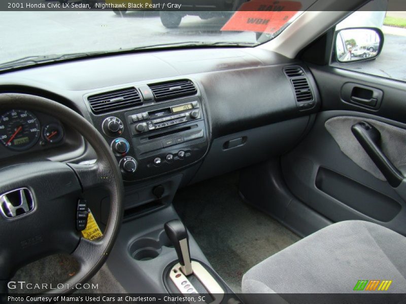 Nighthawk Black Pearl / Gray 2001 Honda Civic LX Sedan