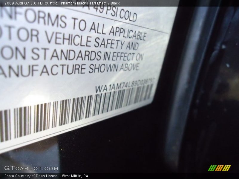 Phantom Black Pearl Effect / Black 2009 Audi Q7 3.0 TDI quattro