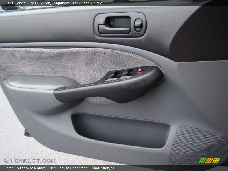 Nighthawk Black Pearl / Gray 2001 Honda Civic LX Sedan