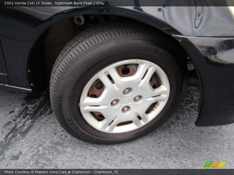 Nighthawk Black Pearl / Gray 2001 Honda Civic LX Sedan
