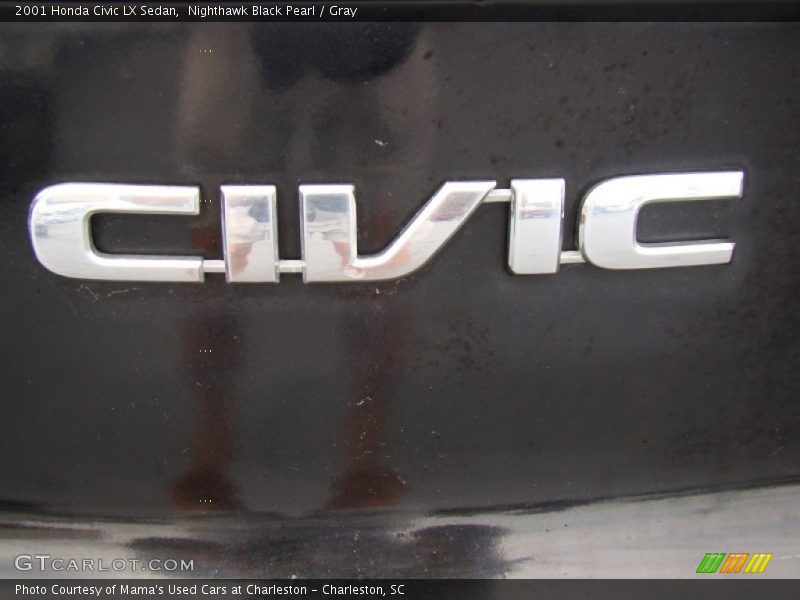 Nighthawk Black Pearl / Gray 2001 Honda Civic LX Sedan
