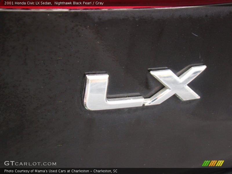 Nighthawk Black Pearl / Gray 2001 Honda Civic LX Sedan
