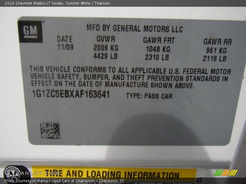 Summit White / Titanium 2010 Chevrolet Malibu LT Sedan