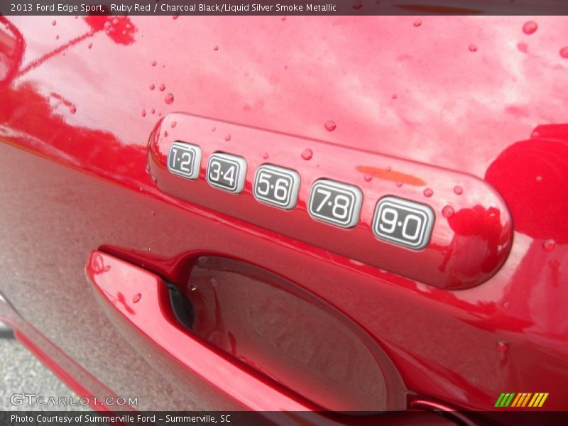 Ruby Red / Charcoal Black/Liquid Silver Smoke Metallic 2013 Ford Edge Sport