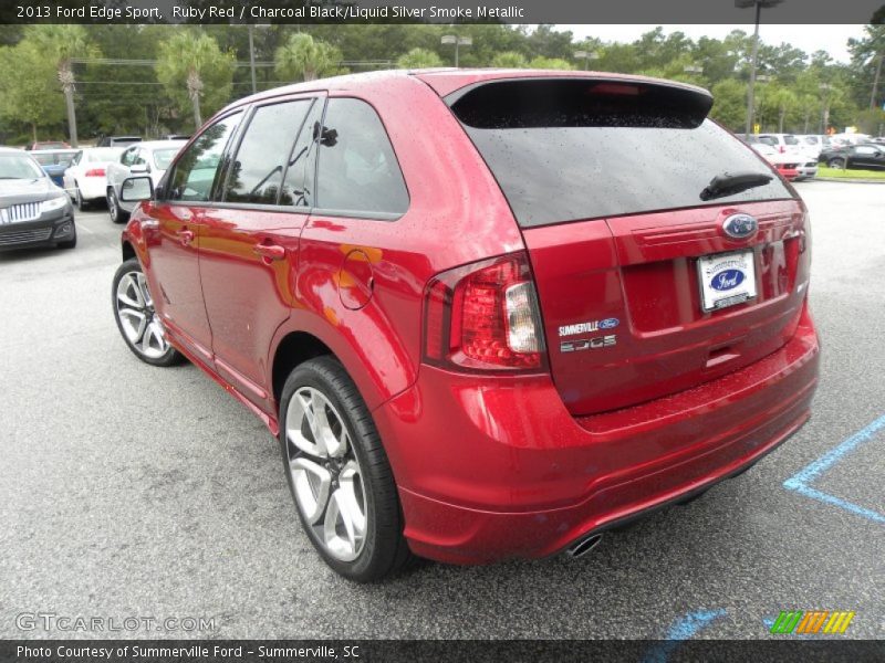 Ruby Red / Charcoal Black/Liquid Silver Smoke Metallic 2013 Ford Edge Sport
