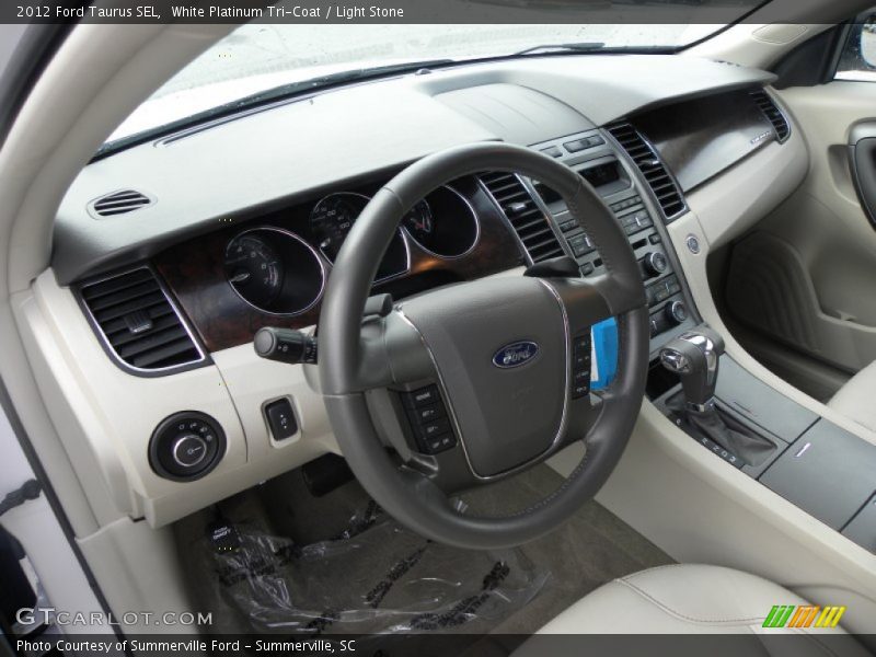 White Platinum Tri-Coat / Light Stone 2012 Ford Taurus SEL