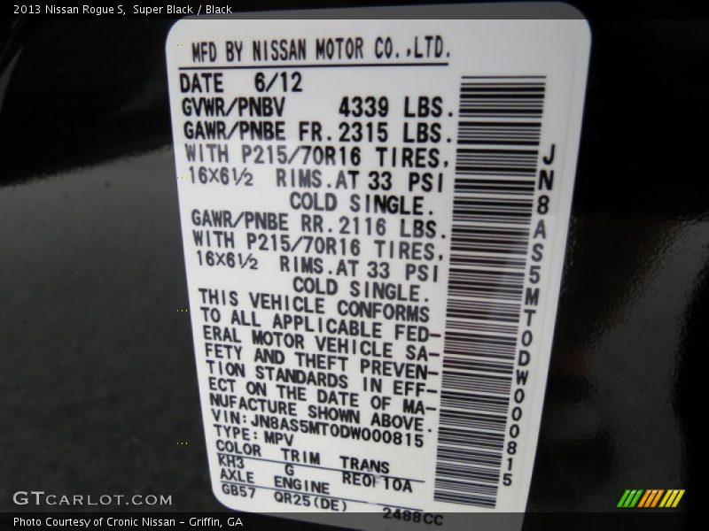 Super Black / Black 2013 Nissan Rogue S