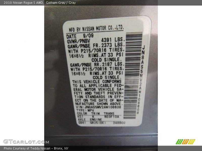 Gotham Gray / Gray 2010 Nissan Rogue S AWD
