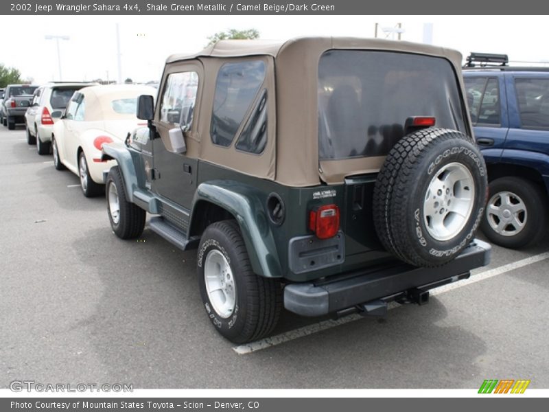 Shale Green Metallic / Camel Beige/Dark Green 2002 Jeep Wrangler Sahara 4x4