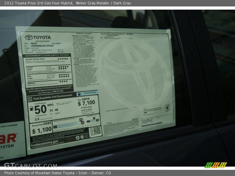 Winter Gray Metallic / Dark Gray 2012 Toyota Prius 3rd Gen Four Hybrid