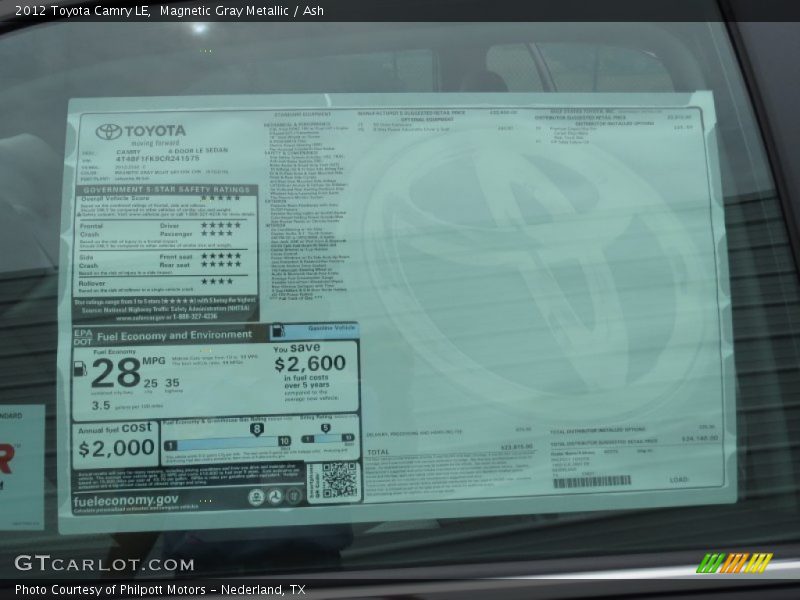 Magnetic Gray Metallic / Ash 2012 Toyota Camry LE