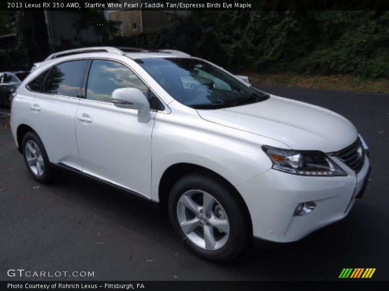 Starfire White Pearl / Saddle Tan/Espresso Birds Eye Maple 2013 Lexus RX 350 AWD