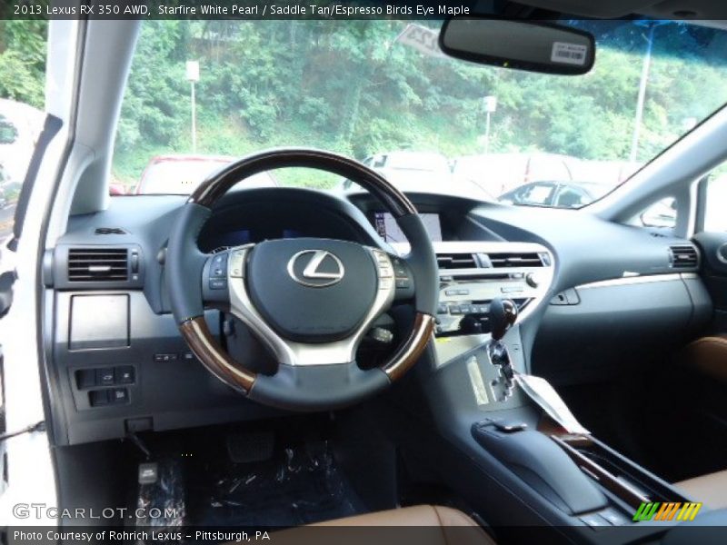 Starfire White Pearl / Saddle Tan/Espresso Birds Eye Maple 2013 Lexus RX 350 AWD