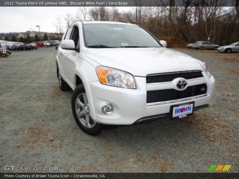 Blizzard White Pearl / Sand Beige 2012 Toyota RAV4 V6 Limited 4WD