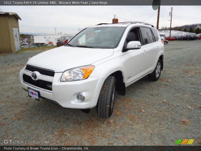 Blizzard White Pearl / Sand Beige 2012 Toyota RAV4 V6 Limited 4WD