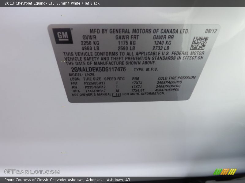 Summit White / Jet Black 2013 Chevrolet Equinox LT