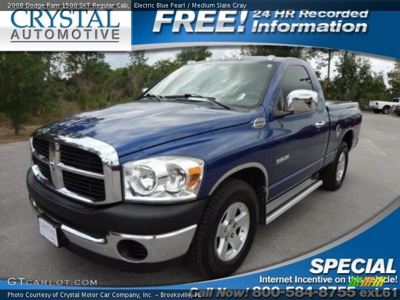 Electric Blue Pearl / Medium Slate Gray 2008 Dodge Ram 1500 SXT Regular Cab