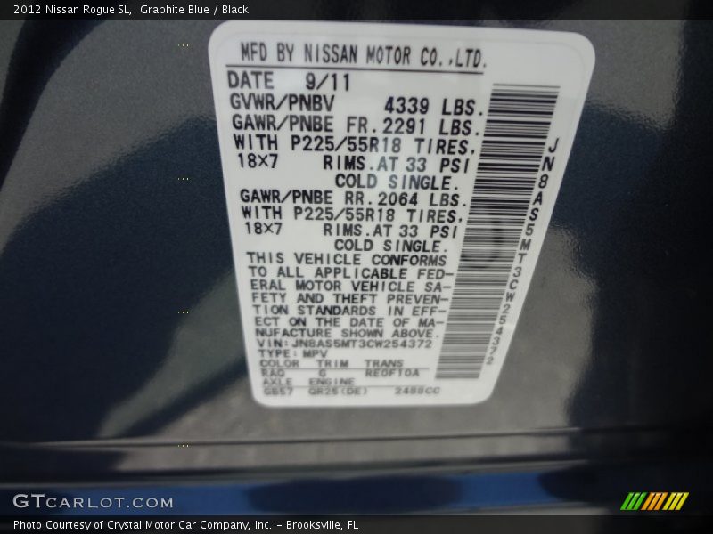 Graphite Blue / Black 2012 Nissan Rogue SL