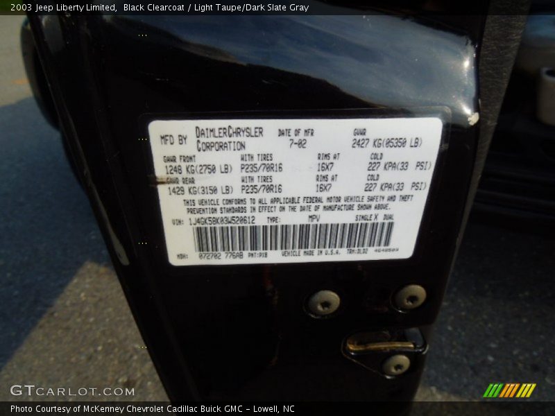 Black Clearcoat / Light Taupe/Dark Slate Gray 2003 Jeep Liberty Limited