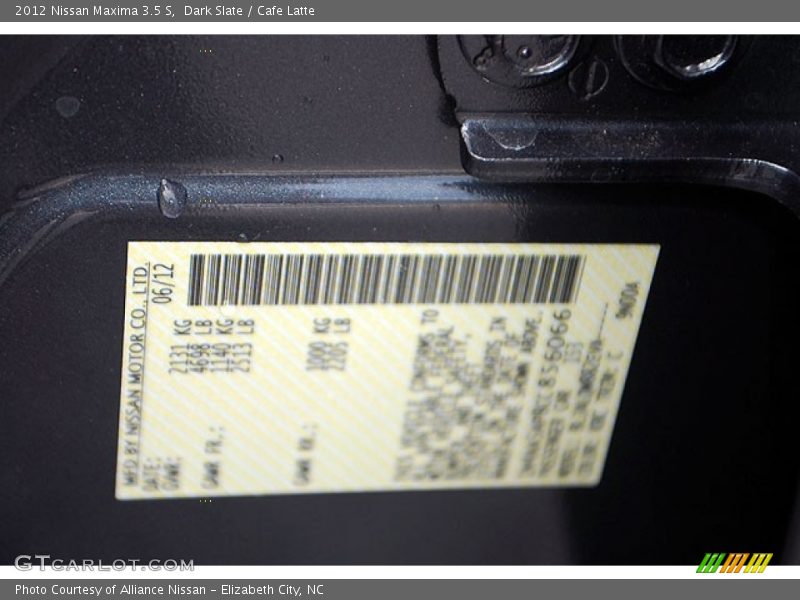 Dark Slate / Cafe Latte 2012 Nissan Maxima 3.5 S