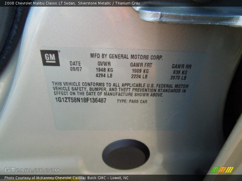 Silverstone Metallic / Titanium Gray 2008 Chevrolet Malibu Classic LT Sedan