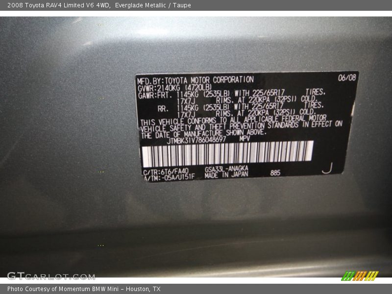 Everglade Metallic / Taupe 2008 Toyota RAV4 Limited V6 4WD