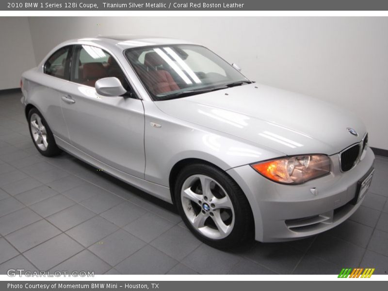 Titanium Silver Metallic / Coral Red Boston Leather 2010 BMW 1 Series 128i Coupe