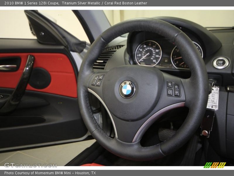 Titanium Silver Metallic / Coral Red Boston Leather 2010 BMW 1 Series 128i Coupe