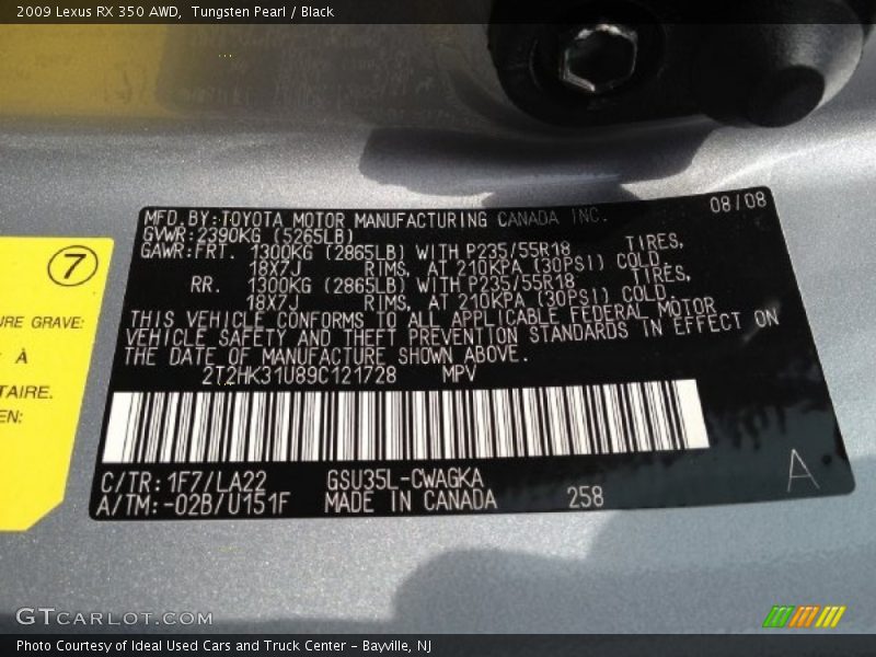 Tungsten Pearl / Black 2009 Lexus RX 350 AWD